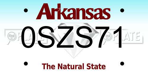 0SZS71 Arkansas License Plate