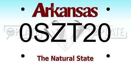 0SZT20 Arkansas License Plate