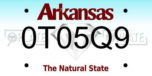 0T05Q9 Arkansas License Plate
