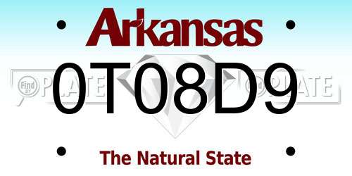 0T08D9 Arkansas License Plate