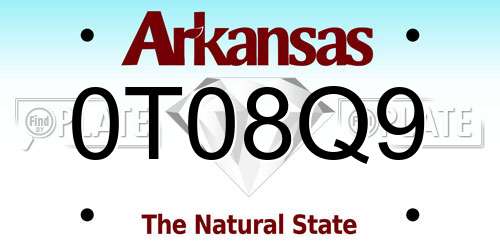 0T08Q9 Arkansas License Plate