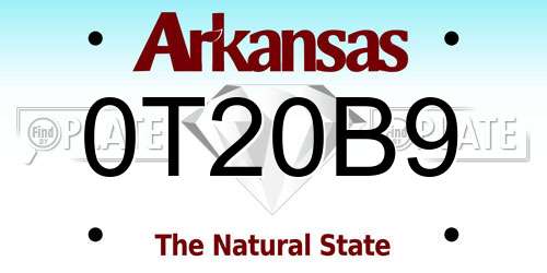 0T20B9 Arkansas License Plate