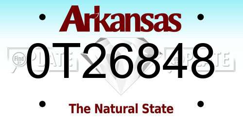 0T26848 Arkansas License Plate