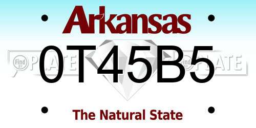0T45B5 Arkansas License Plate