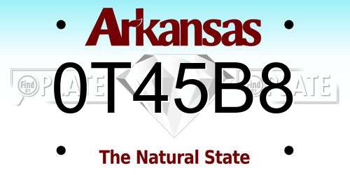 0T45B8 Arkansas License Plate