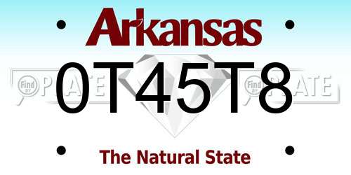 0T45T8 Arkansas License Plate