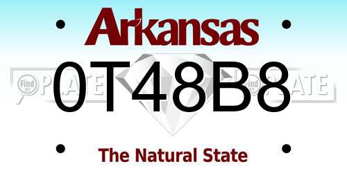 0T48B8 Arkansas License Plate