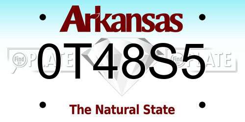 0T48S5 Arkansas License Plate