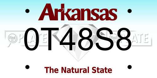 0T48S8 Arkansas License Plate