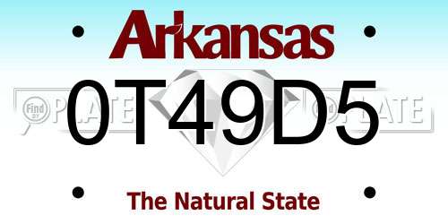 0T49D5 Arkansas License Plate