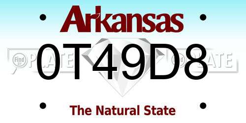 0T49D8 Arkansas License Plate