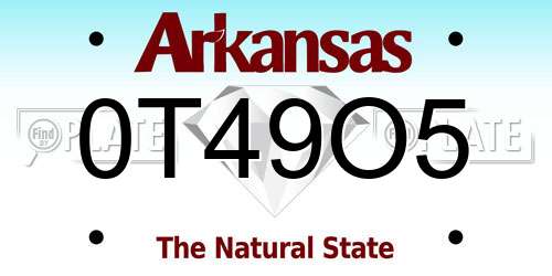 0T49O5 Arkansas License Plate