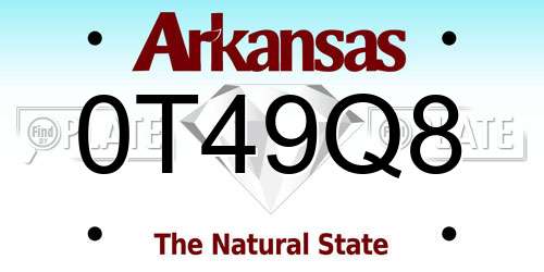 0T49Q8 Arkansas License Plate