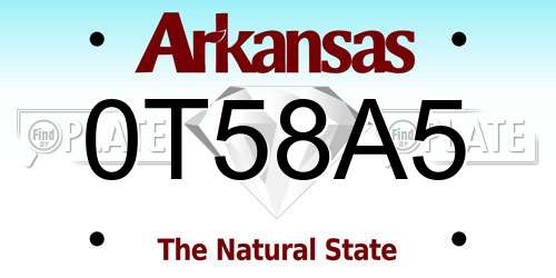 0T58A5 Arkansas License Plate