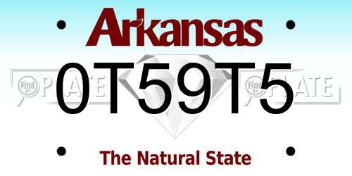 0T59T5 Arkansas License Plate