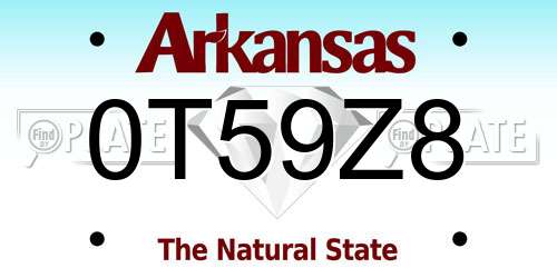 0T59Z8 Arkansas License Plate