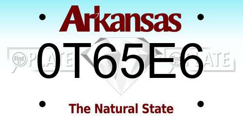 0T65E6 Arkansas License Plate