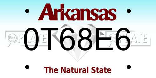 0T68E6 Arkansas License Plate
