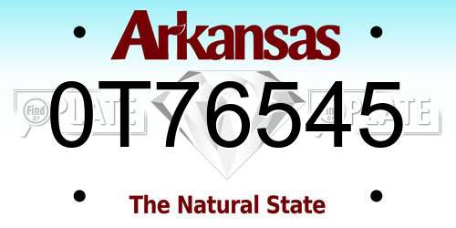 0T76545 Arkansas License Plate