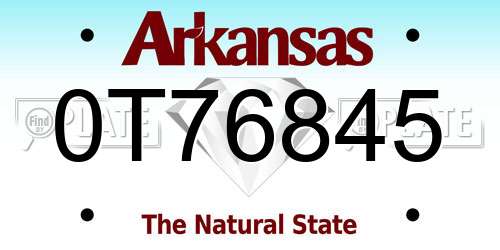 0T76845 Arkansas License Plate