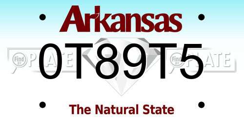 0T89T5 Arkansas License Plate