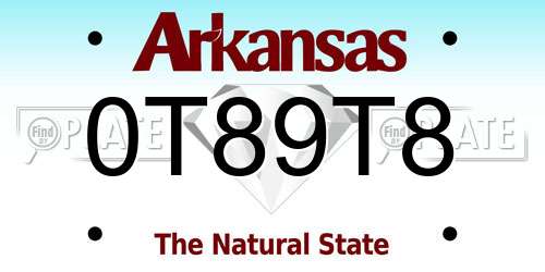 0T89T8 Arkansas License Plate