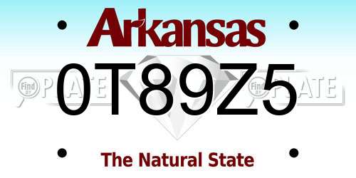 0T89Z5 Arkansas License Plate