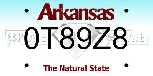 0T89Z8 Arkansas License Plate