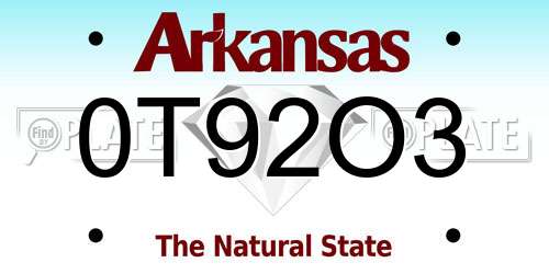 0T92O3 Arkansas License Plate