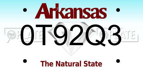 0T92Q3 Arkansas License Plate