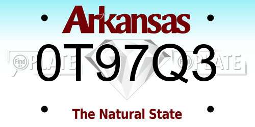 0T97Q3 Arkansas License Plate