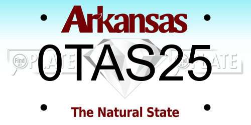 0TAS25 Arkansas License Plate