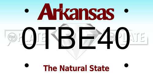 0TBE40 Arkansas License Plate