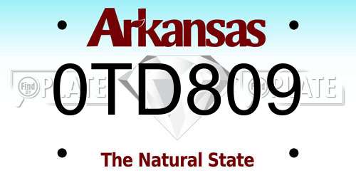 0TD809 Arkansas License Plate
