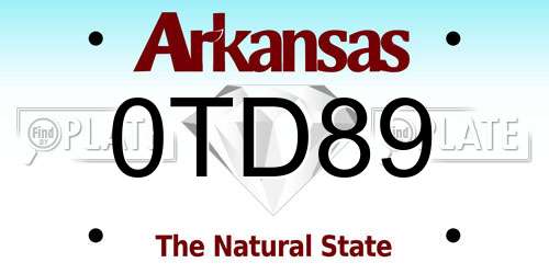 0TD89 Arkansas License Plate