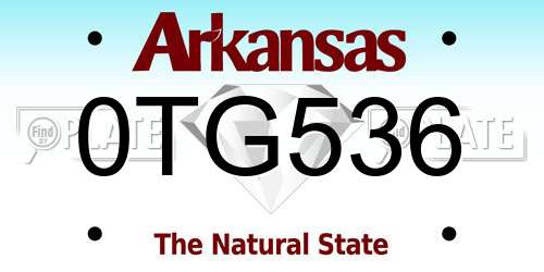 0TG536 Arkansas License Plate