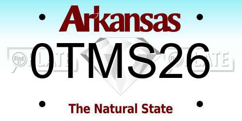 0TMS26 Arkansas License Plate