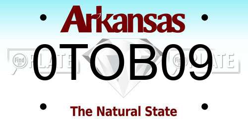 0TOB09 Arkansas License Plate
