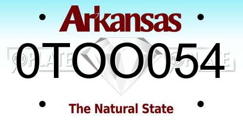0TOO054 Arkansas License Plate
