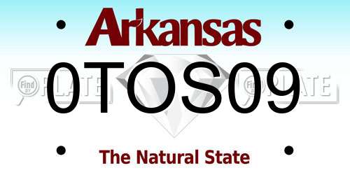 0TOS09 Arkansas License Plate