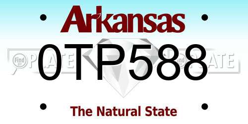 0TP588 Arkansas License Plate