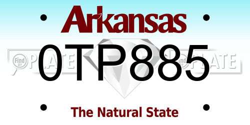 0TP885 Arkansas License Plate