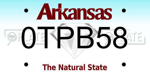 0TPB58 Arkansas License Plate