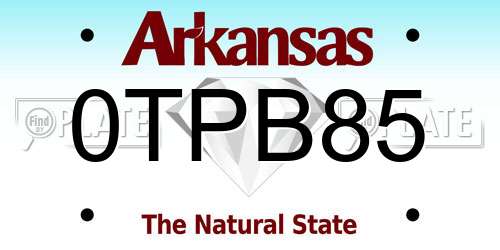 0TPB85 Arkansas License Plate