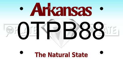 0TPB88 Arkansas License Plate