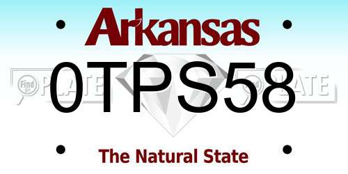 0TPS58 Arkansas License Plate