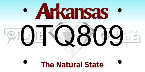 0TQ809 Arkansas License Plate