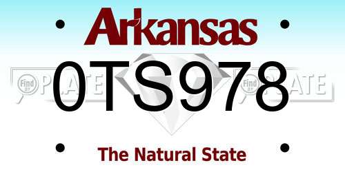 0TS978 Arkansas License Plate