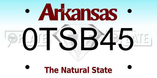 0TSB45 Arkansas License Plate
