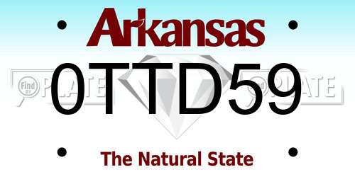 0TTD59 Arkansas License Plate